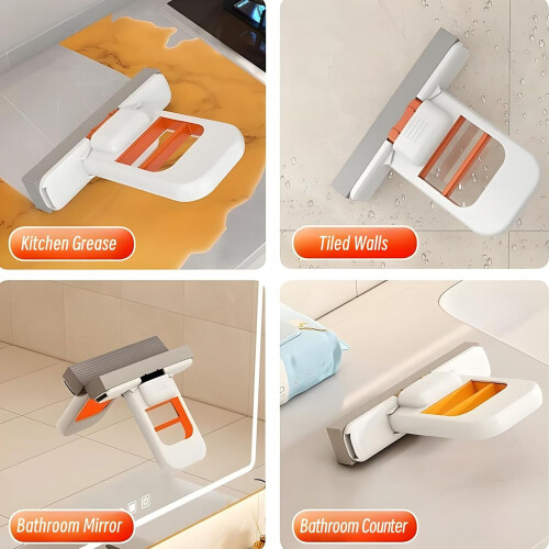 Mini Foldable Desktop Mop Set Orange 3 Pack, SelfSqueezing Sponge for Wet and Dry Cleaning 2