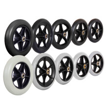 8 Inch PVC Wheelchair Front Caster Wheels Set of 2, Durable AntiSlip Silent Replacement for Manual Wheelchairs