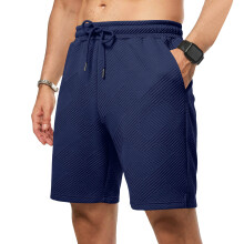 Mens Casual 7" Shorts Drawstring Elastic Waist-Navy blue S