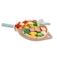 Wood Pizza Educational Kitchen Play Food Toy For Toddler With