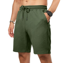 Mens Casual 7" Shorts Drawstring Elastic Waist-Army Green M