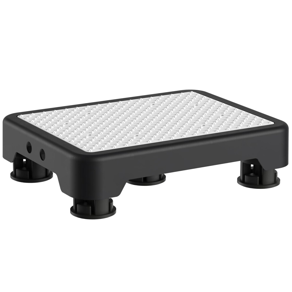 Adjustable Height Bedside Step Stool for Seniors with AntiSlip Safety Surface and HeavyDuty Frame, BlackWhite