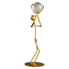 (Two-handed Shot) Gold Athletes With Crystal Ball Decoration Metal Geometric Sculpture For Home Office Desktop