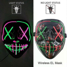 (style 2) Wireless Neon LED Purge Mask Glow in The Dark Cosplay Horror Mask Halloween Masquerade Party Masks Glowing Funny Dress Up
