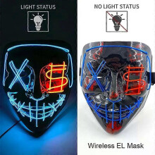 (style 26) Wireless Neon LED Purge Mask Glow in The Dark Cosplay Horror Mask Halloween Masquerade Party Masks Glowing Funny Dress Up