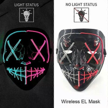 (style 3) Wireless Neon LED Purge Mask Glow in The Dark Cosplay Horror Mask Halloween Masquerade Party Masks Glowing Funny Dress Up