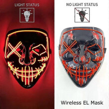 (style 25) Wireless Neon LED Purge Mask Glow in The Dark Cosplay Horror Mask Halloween Masquerade Party Masks Glowing Funny Dress Up