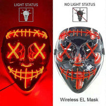 (style 11) Wireless Neon LED Purge Mask Glow in The Dark Cosplay Horror Mask Halloween Masquerade Party Masks Glowing Funny Dress Up
