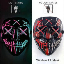 (style 13) Wireless Neon LED Purge Mask Glow in The Dark Cosplay Horror Mask Halloween Masquerade Party Masks Glowing Funny Dress Up
