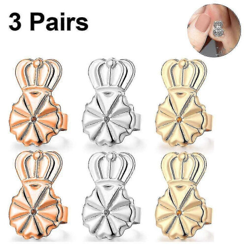 (Style 3) 3 Pairs Earring Lifters,adjustable Earring Backs For Heavy Earring