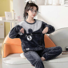 (2XL, FW Dark Grey) Autumn Winter Pajama Sets Pyjamas Women Cartoon Cute Home Wear Men Pijama Clothes Flannel Sleepwear Panda Couple Loungwear Pjs