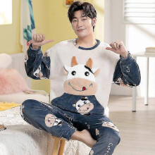 (2XL, PM White) Autumn Winter Pajama Sets Pyjamas Women Cartoon Cute Home Wear Men Pijama Clothes Flannel Sleepwear Panda Couple Loungwear Pjs