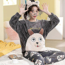 (M, EW Dark Brown) Autumn Winter Pajama Sets Pyjamas Women Cartoon Cute Home Wear Men Pijama Clothes Flannel Sleepwear Panda Couple Loungwear Pjs