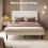 Levede Double Bed Frame with Upholstered Headboard Velvet Foam White Fabric 6