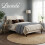 Levede Double Bed Frame with Upholstered Headboard Velvet Foam White Fabric 7
