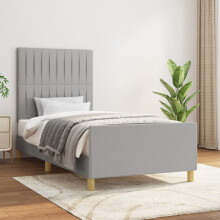vidaXL sengestel uden madras lysegrå 100x200 cm stofbetrukket