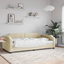 vidaXL sovesofa, cremefarvet, 90x200 cm, stofbetræk