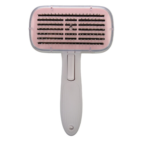Cat Slicker Brush Self-Cleaning Pink ABS Needle 1