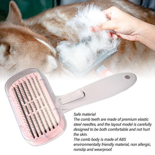 Cat Slicker Brush Self-Cleaning Pink ABS Needle 2