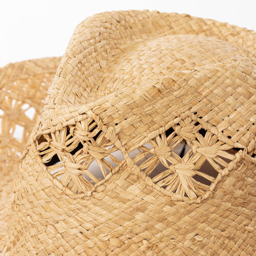 Natural Raffia Sun Hat Protective Adjustable-Head hollow L 1