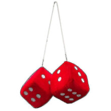 (red) Car Hanging Pendant New Year Dice Velvet
