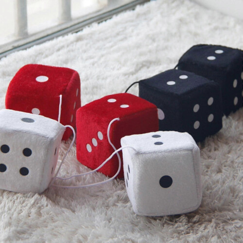 (blue) Car Hanging Pendant New Year Dice Velvet 1