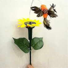 (Sun Flower Hummingbird, Orange) Solar Powered Dancing Fluttering Butterflies Flying Hummingbird Garden Plants Flowers Stake Yard Lawn Decor - POP