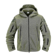(M, Army Green) Men's Tactical Fleece Jacket Warm Military Hooded Combat