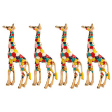 4Pcs Cartoon Giraffe Brooch-45g Al Alloy Colorful