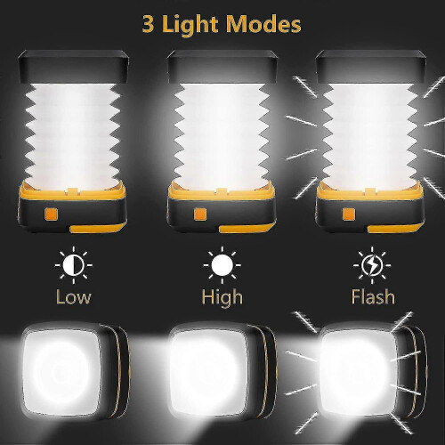 (Orange) Foldable Camping Lantern Solar Usb Rechargeable Camping Lamp 3 Light Modes Led Torch For Hiking Emergency 1