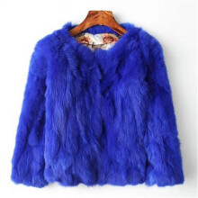 (L, Sapphire) Women's Winter Faux Fur Coat, Loose Fit Round Neck Casual Jacket for Daily Wear