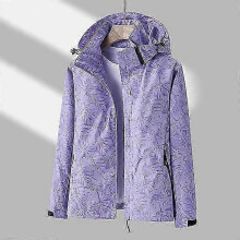 (XL, purple) Jackets for Women Autumn Winter Plus Size Casual Waterproof Thin Lightweight Hooded Coat Zip Windbreaker