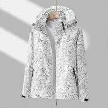 (2XL, white) Jackets for Women Autumn Winter Plus Size Casual Waterproof Thin Lightweight Hooded Coat Zip Windbreaker