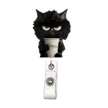 Funny Badges Reel Retractable Badges Clip Coffee Cats Badges