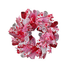 Easy Install Portable Ribbon Wreath with-pink and white ribbo