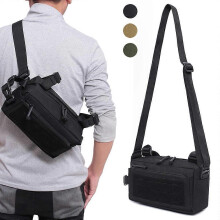 (Green) 1000D Tactical Molle Pouch Bag Military Crossbody Chest Waist Bag Pouch Nylon Shoulder Bag Hunting Pack Tool Bag Tw