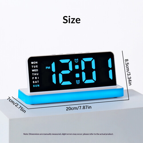 LED Digital Alarm Clock with 3 Brightness Dimmer Alarm-Blue 2
