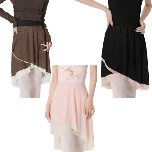 Adjustable Waist Tied Ballet Tulle Quick Released-Brown  L 1