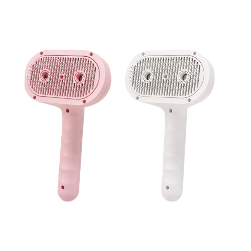 Button Hair Ejection Pet Sprays Comb For Gentle Massage-White 1