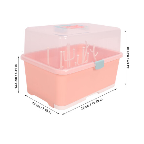 Pink Portable Baby Bottle Drying Rack Box Cover PP 1
