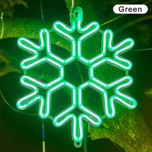 (Green) 40cm Large Snowflake String Light Outdoor Snowflake Led Hanging Lamp Backyard XiXi
