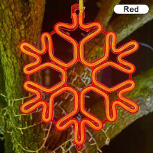 (Red) 40cm Large Snowflake String Light Outdoor Snowflake Led Hanging Lamp Backyard XiXi