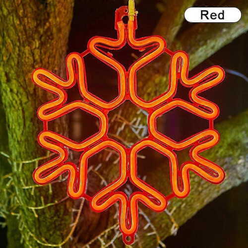 (Red) 40cm Large Snowflake String Light Outdoor Snowflake Led Hanging Lamp Backyard XiXi