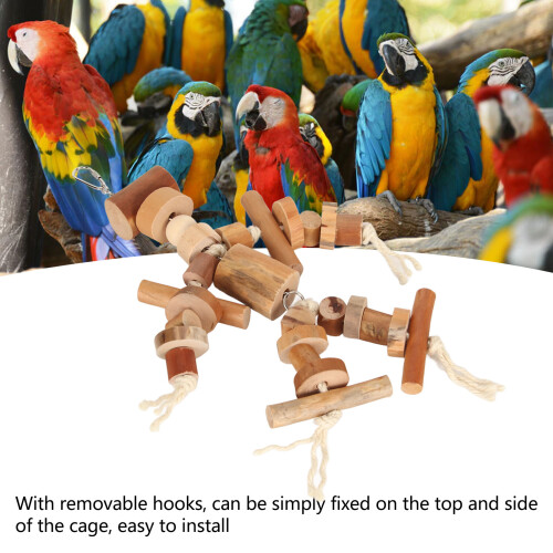 Parrot Wood Blocks Chew Toy - Movable Hooks 2
