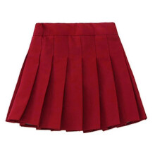 (150cm  11-12 Years, Red) Girls High Waisted Pleated Zip Tennis Style Skater Mini Skirt (kids) Tw