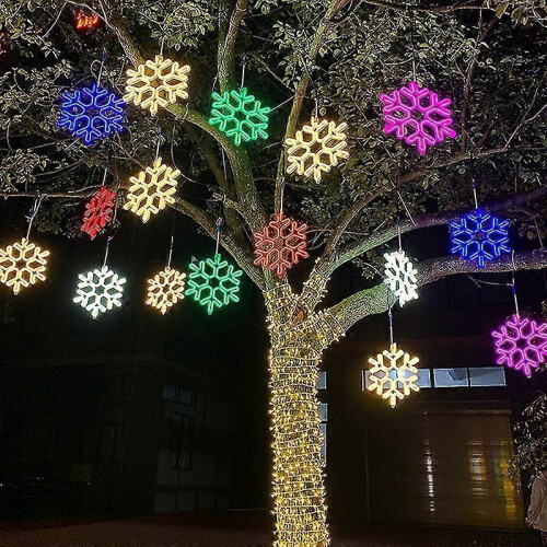 (Green) 40cm Large Snowflake String Light Outdoor Snowflake Led Hanging Lamp Backyard XiXi 1