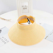 (Adjustable, Yellow) Women's Empty Top Sun Hat Foldable Wide Brim UV Protection Hat for Hiking