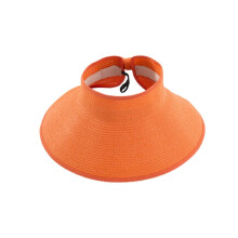 (Adjustable, Orange) Women's Empty Top Sun Hat Foldable Wide Brim UV Protection Hat for Hiking