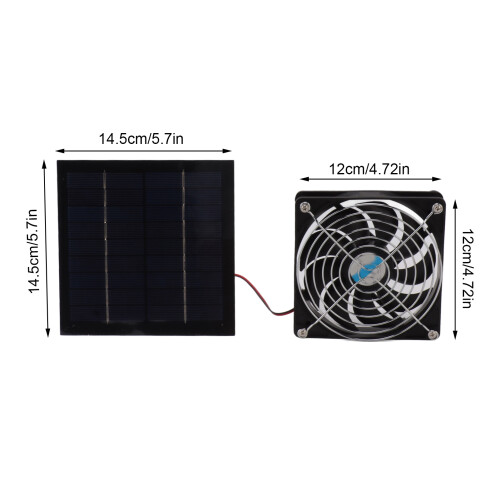 20W Solar Exhaust Fan 12cm, 14.5x14.5cm Panel ABS 1