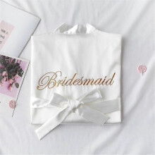 (2XL, White) Bridesmaid Robes Women Satin Short Kimono Dressing Gown, Bridesmaid Morning Robe For Photography Wedding Party Getting Ready Tw